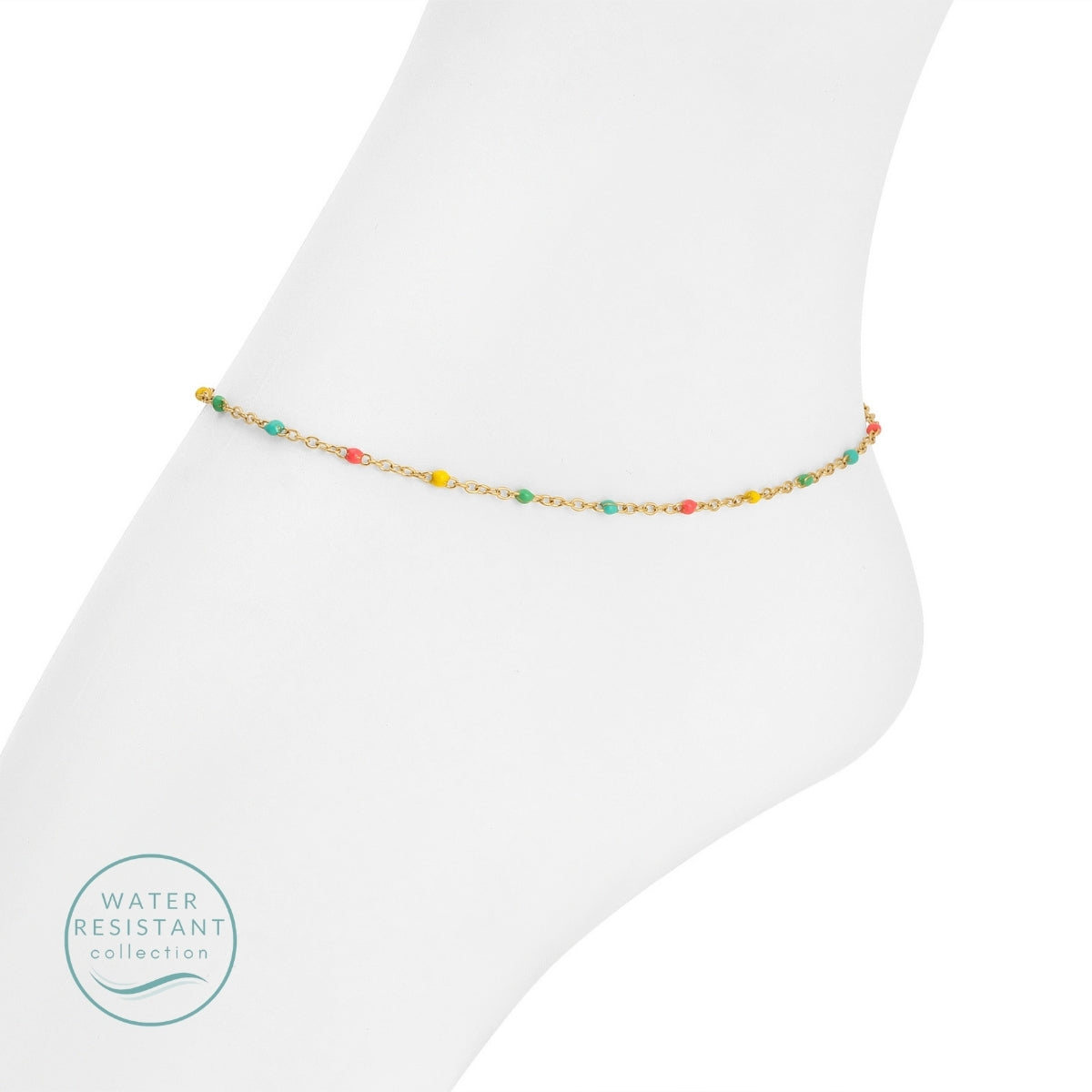 Sweetly Colored Delicate Chain Anklet, Water Resistant