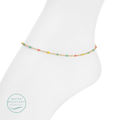 Sweetly Colored Delicate Chain Anklet, Water Resistant