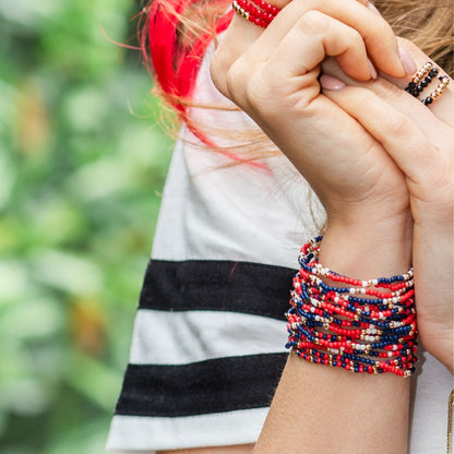Set/24 Stretch Beaded Game Day Bracelets
