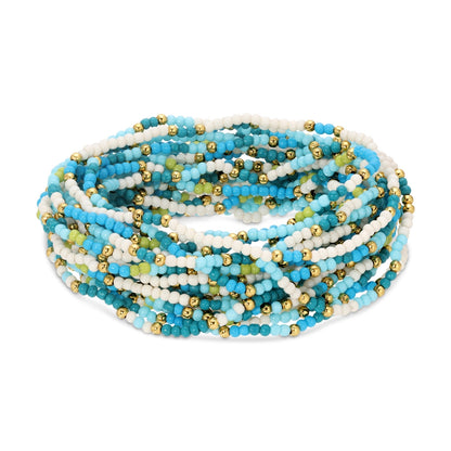 Set/24 Assorted 2mm stretch seed beed bracelets with gold bead accents