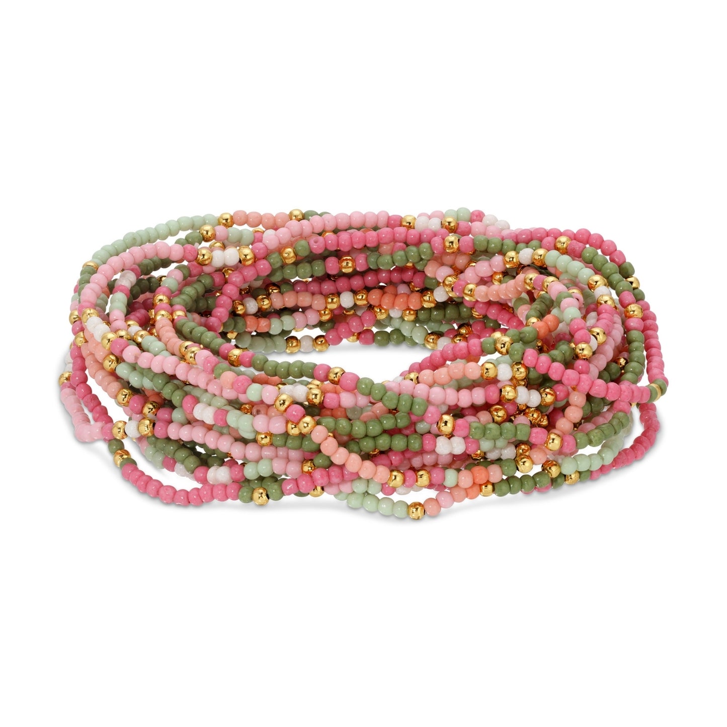 Set/24 Assorted 2mm stretch seed beed bracelets with gold bead accents