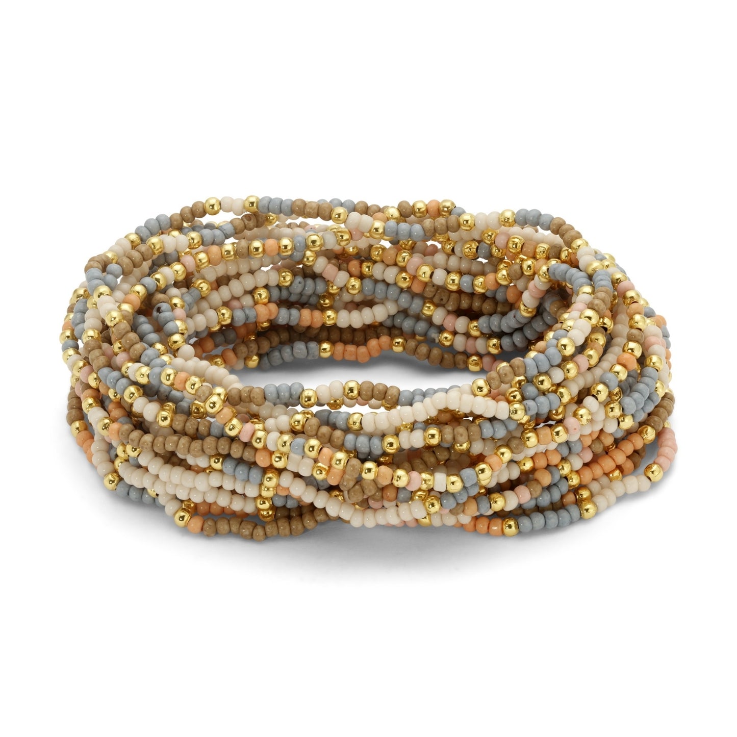 Set/24 Assorted 2mm stretch seed beed bracelets with gold bead accents