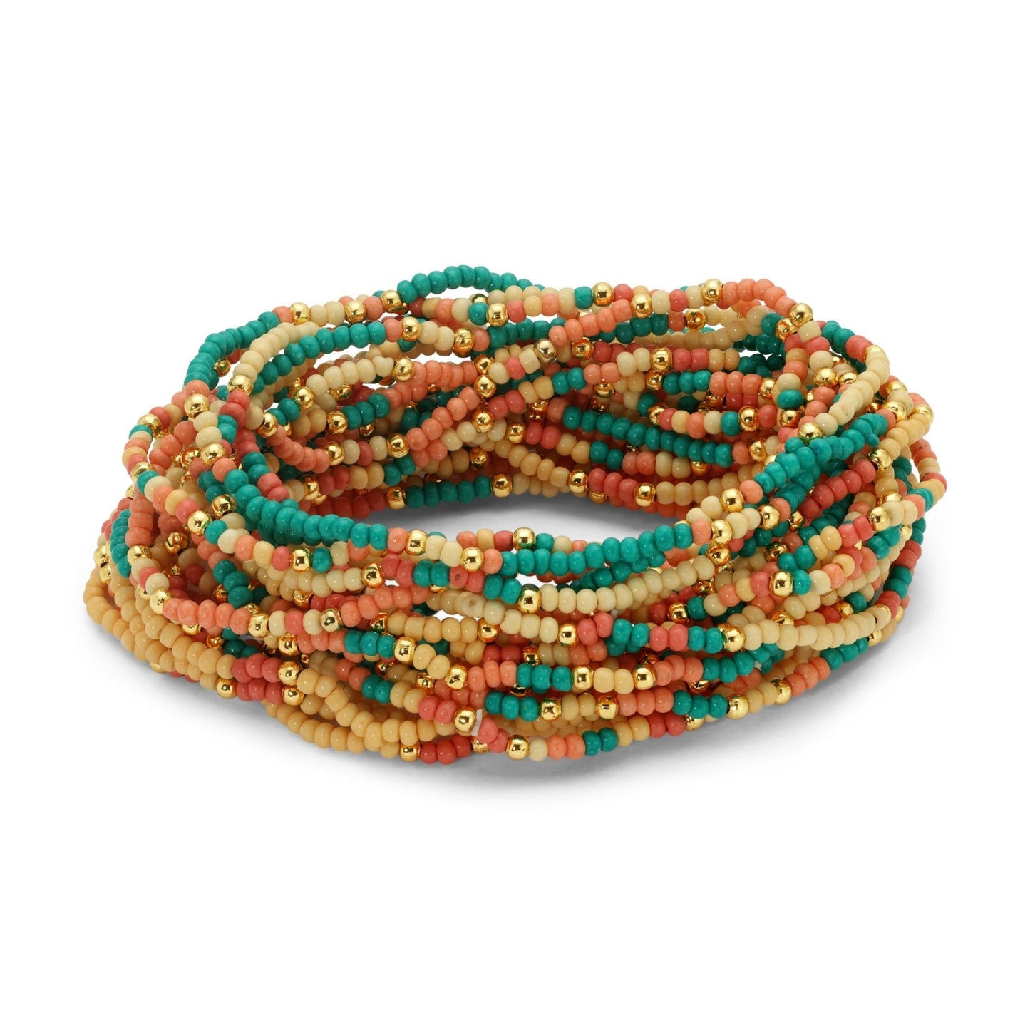 Set/24 Assorted 2mm stretch seed beed bracelets with gold bead accents