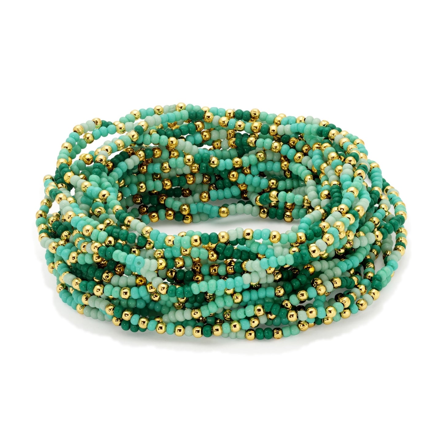 Set/24 Assorted 2mm stretch seed beed bracelets with gold bead accents