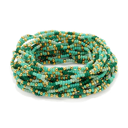 Set/24 Assorted 2mm stretch seed beed bracelets with gold bead accents