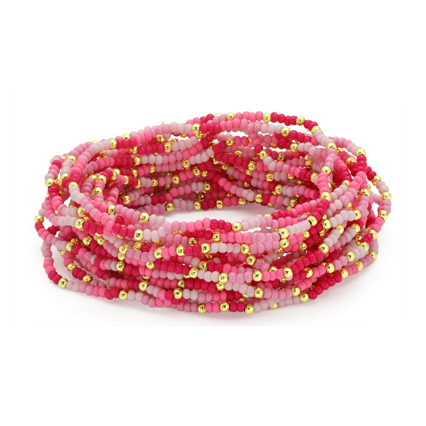 Set/24 Assorted 2mm stretch seed beed bracelets with gold bead accents