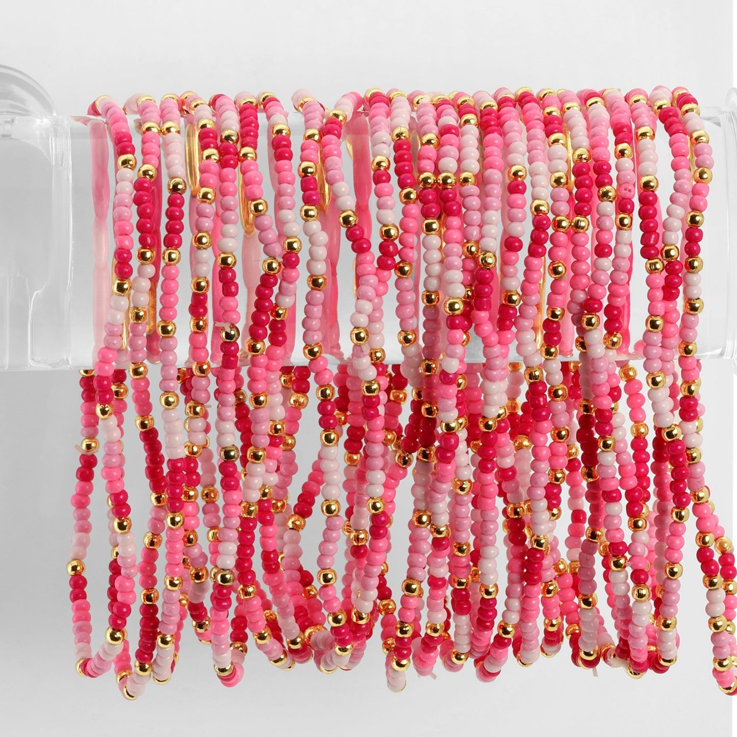 Set/24 Assorted 2mm stretch seed beed bracelets with gold bead accents