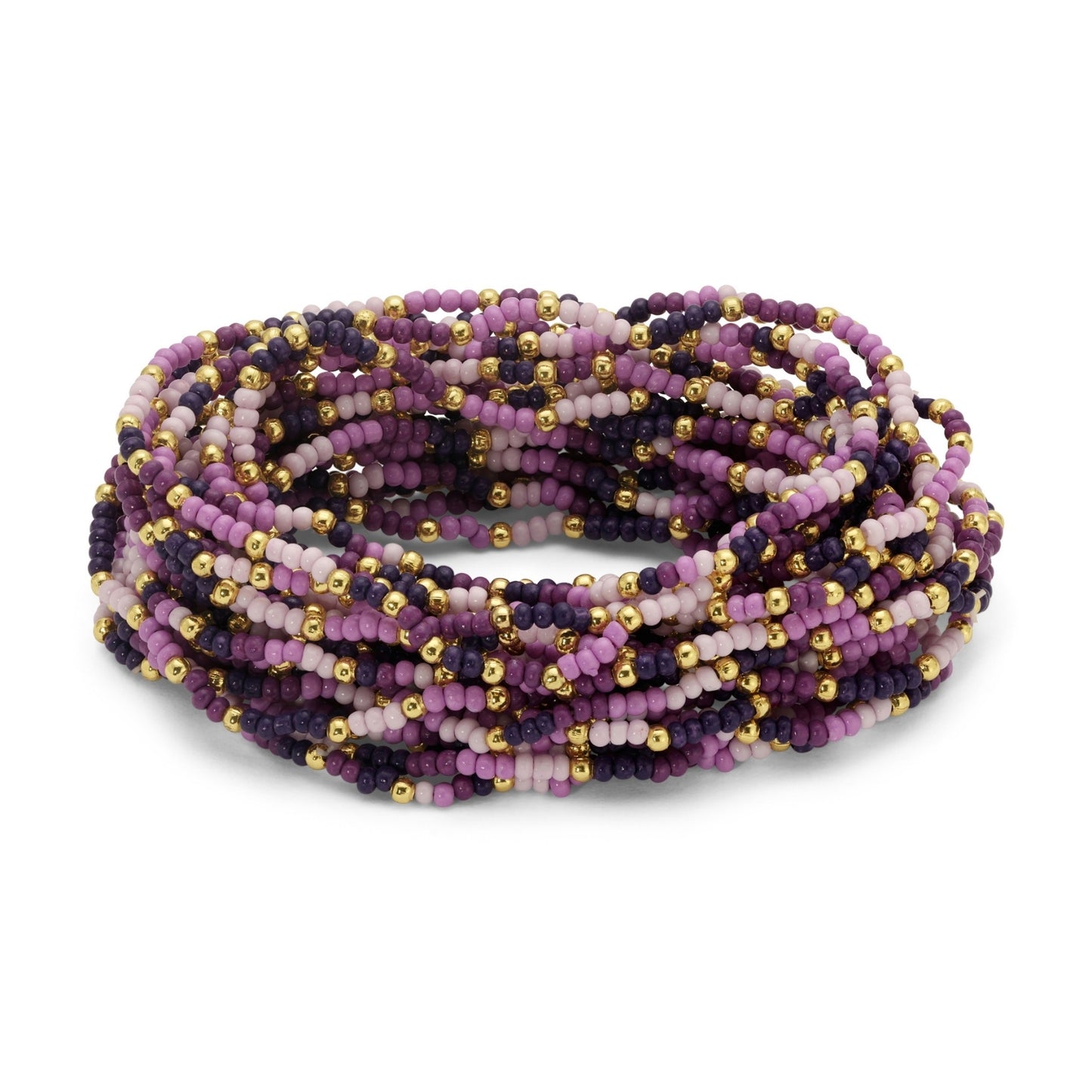 Set/24 Assorted 2mm stretch seed beed bracelets with gold bead accents