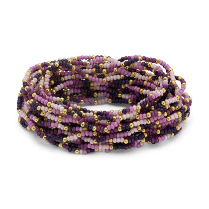 Set/24 Assorted 2mm stretch seed beed bracelets with gold bead accents
