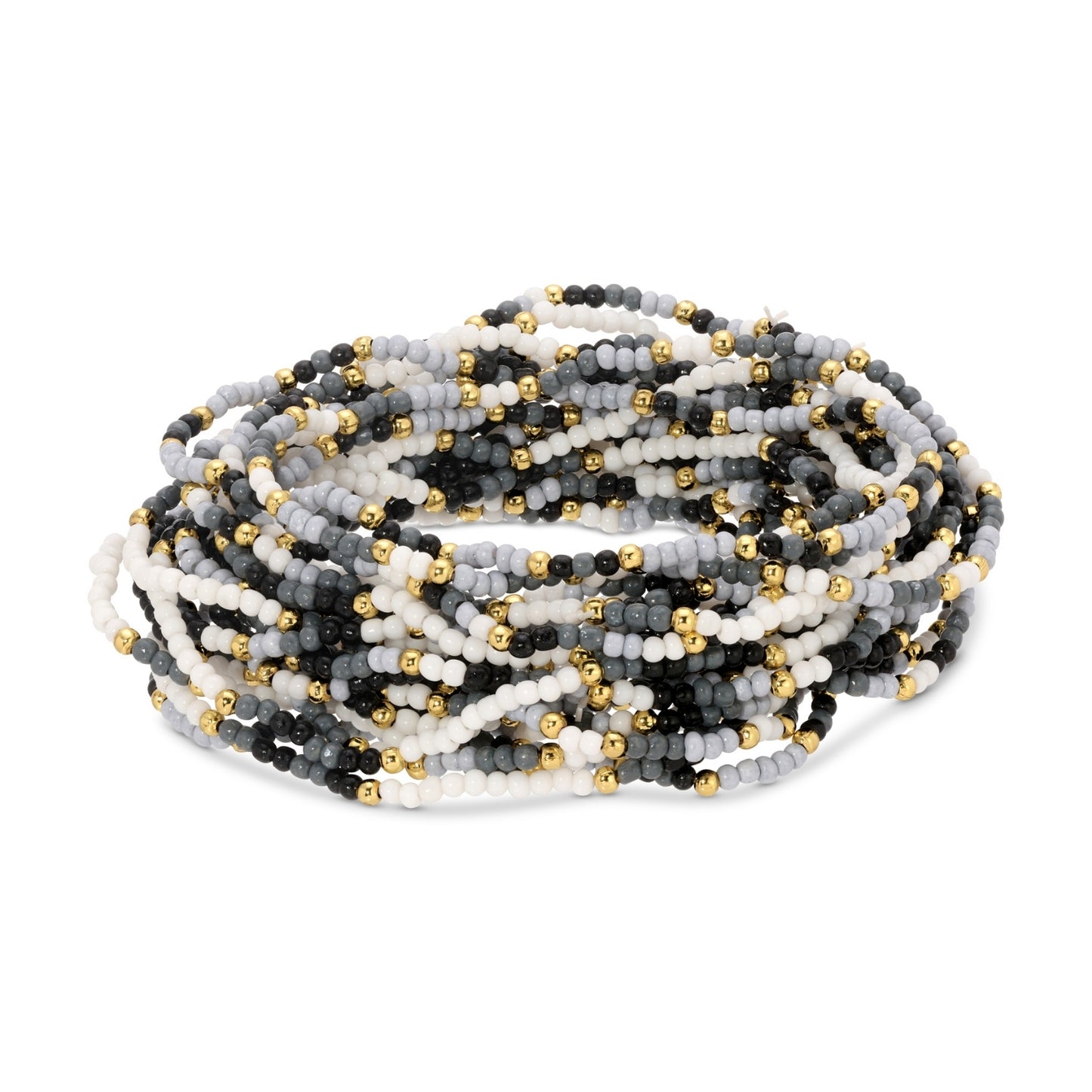 Set/24 Assorted 2mm stretch seed beed bracelets with gold bead accents