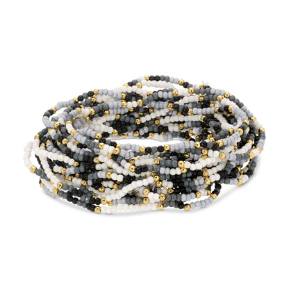 Set/24 Assorted 2mm stretch seed beed bracelets with gold bead accents