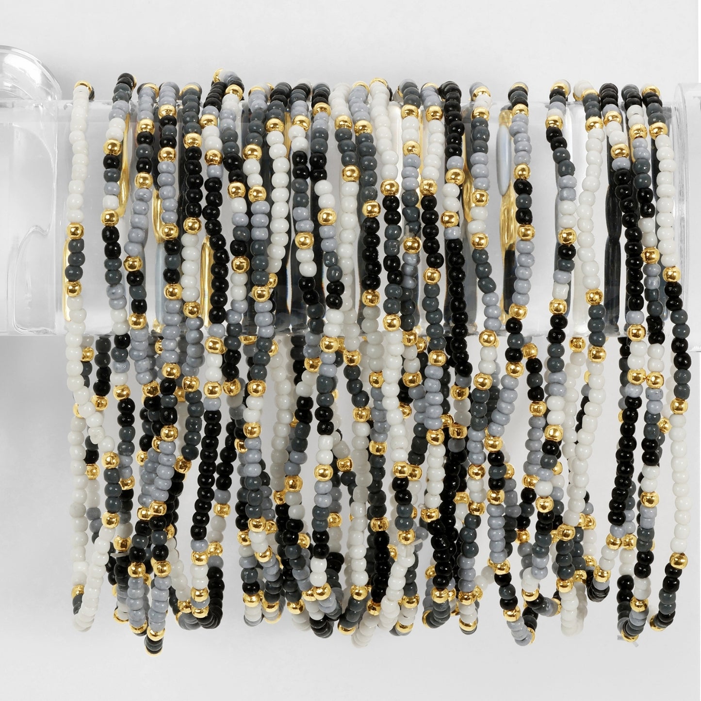 Set/24 Assorted 2mm stretch seed beed bracelets with gold bead accents