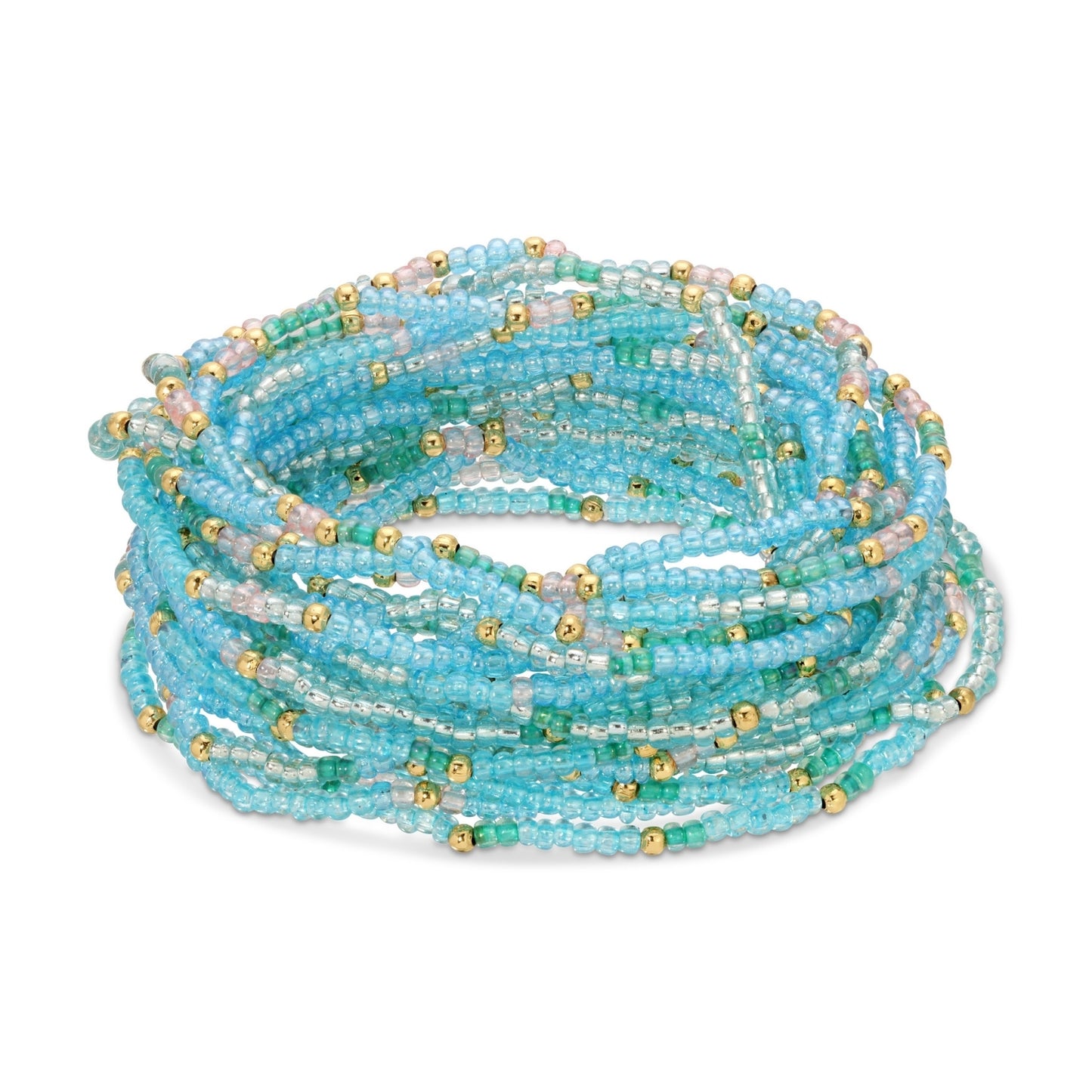 Set/24 Assorted 2mm stretch seed beed bracelets with gold bead accents