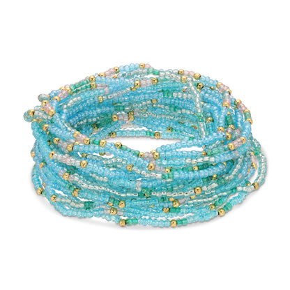 Set/24 Assorted 2mm stretch seed beed bracelets with gold bead accents