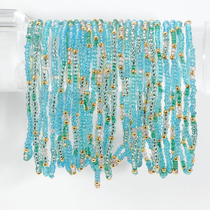 Set/24 Assorted 2mm stretch seed beed bracelets with gold bead accents