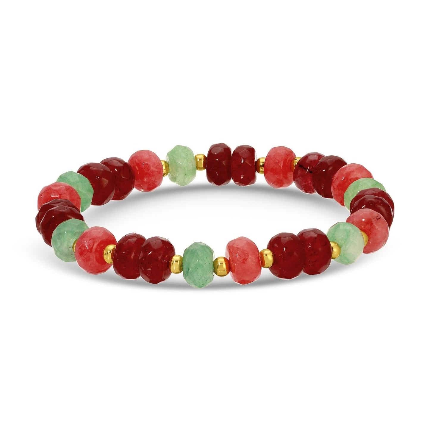 Set/8 Large Stone Bracelets with Gold Bead Accents
