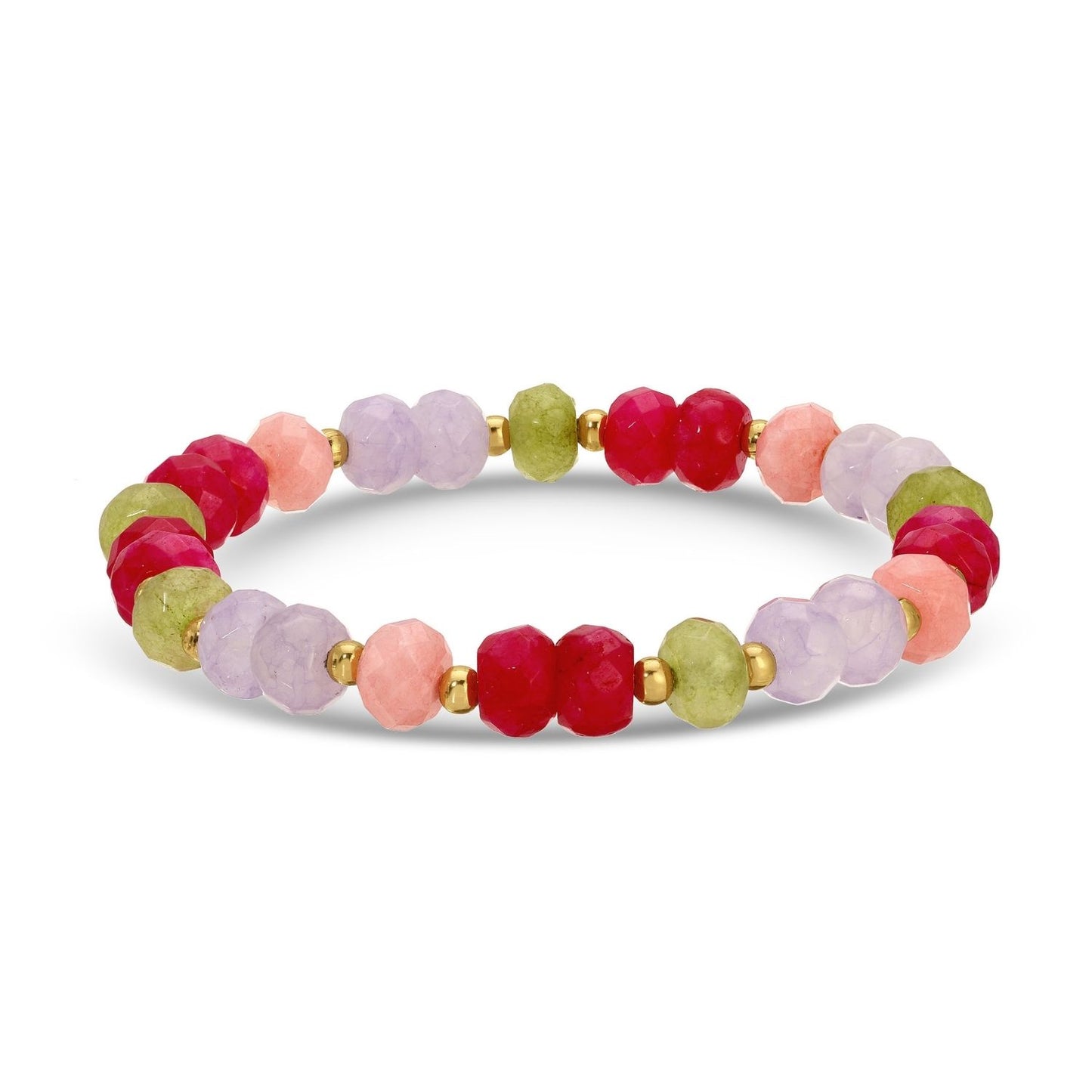 Set/8 Large Stone Bracelets with Gold Bead Accents
