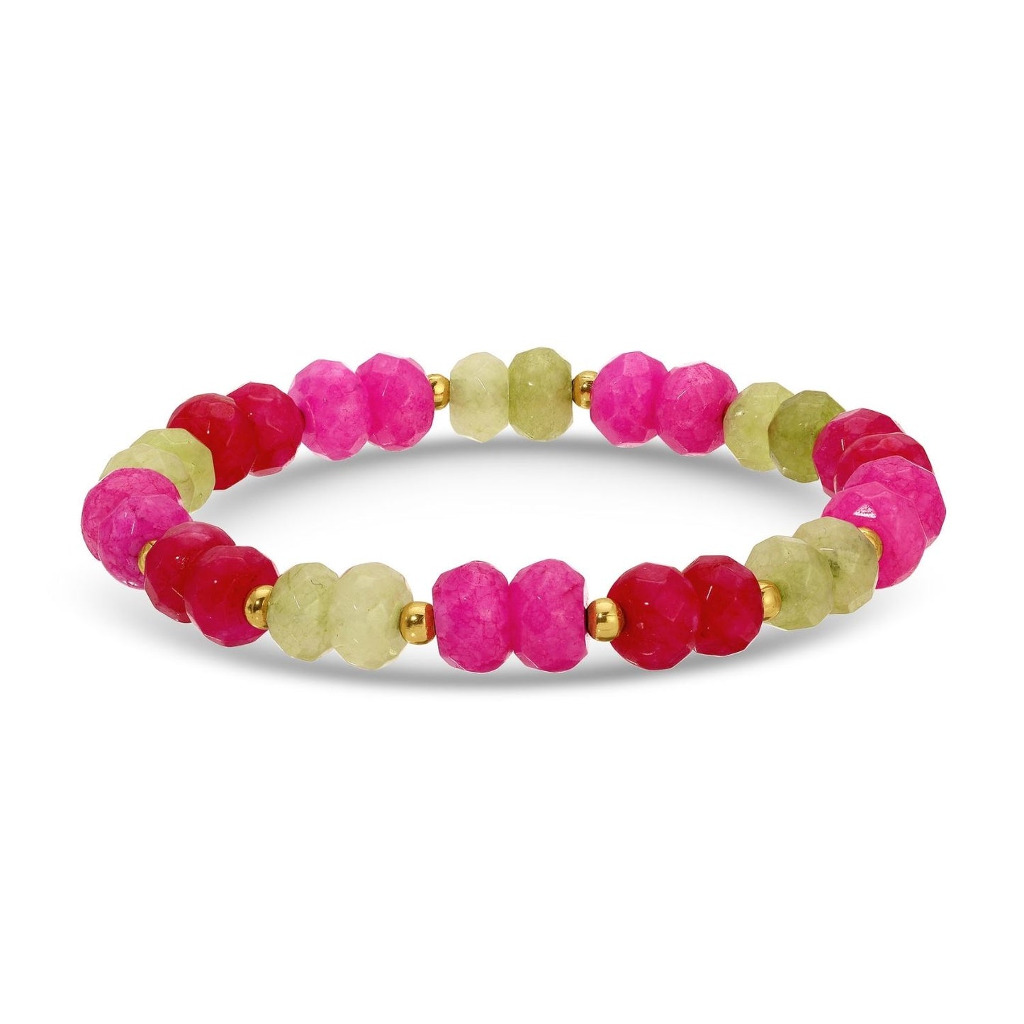 Set/8 Large Stone Bracelets with Gold Bead Accents