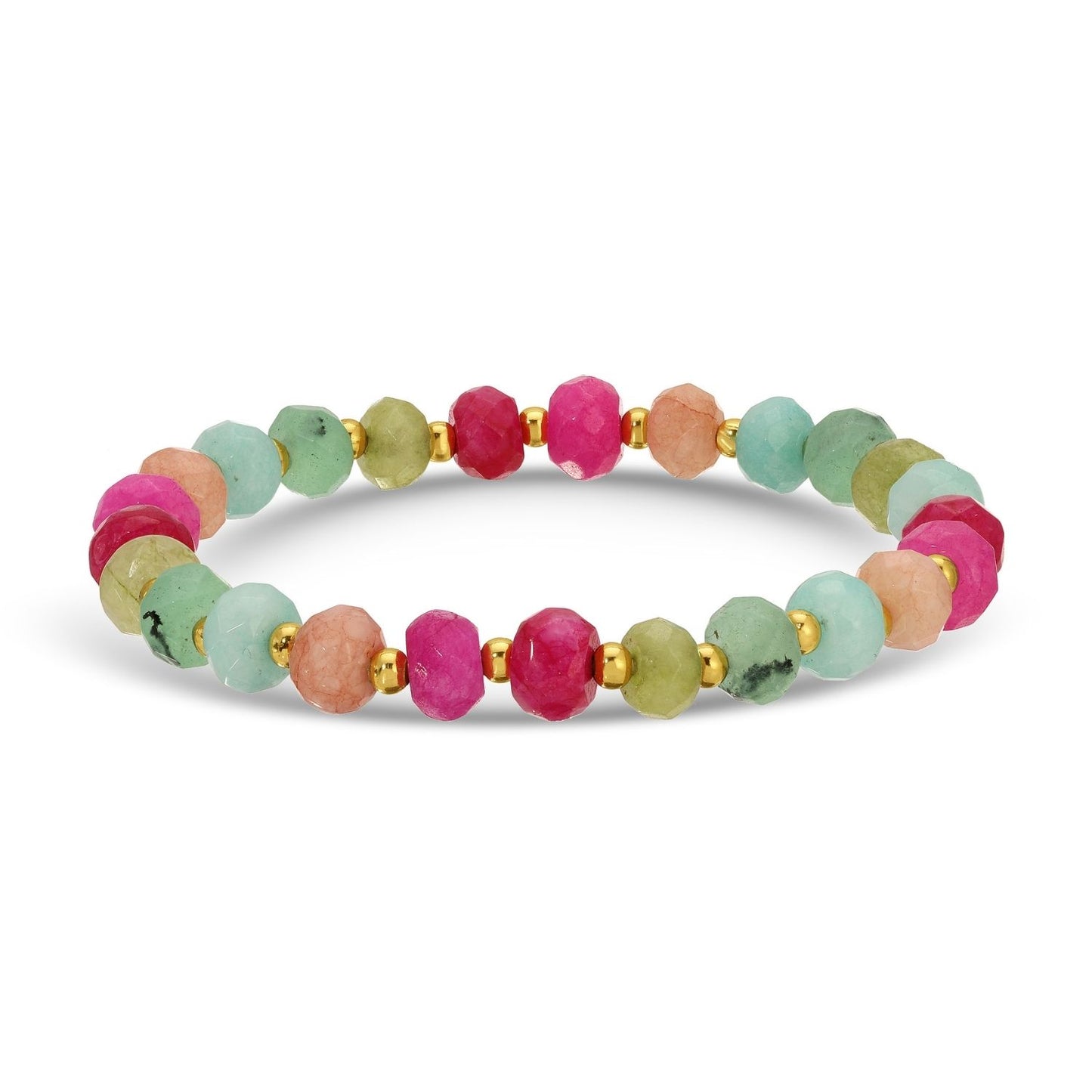Set/8 Large Stone Bracelets with Gold Bead Accents