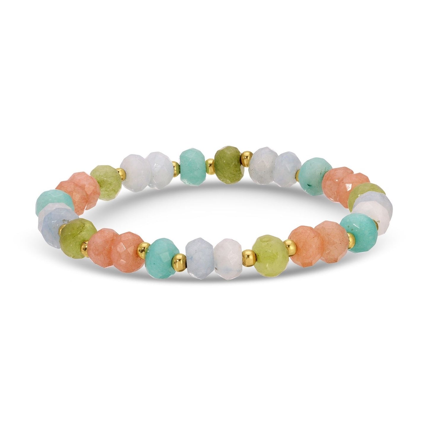 Set/8 Large Stone Bracelets with Gold Bead Accents