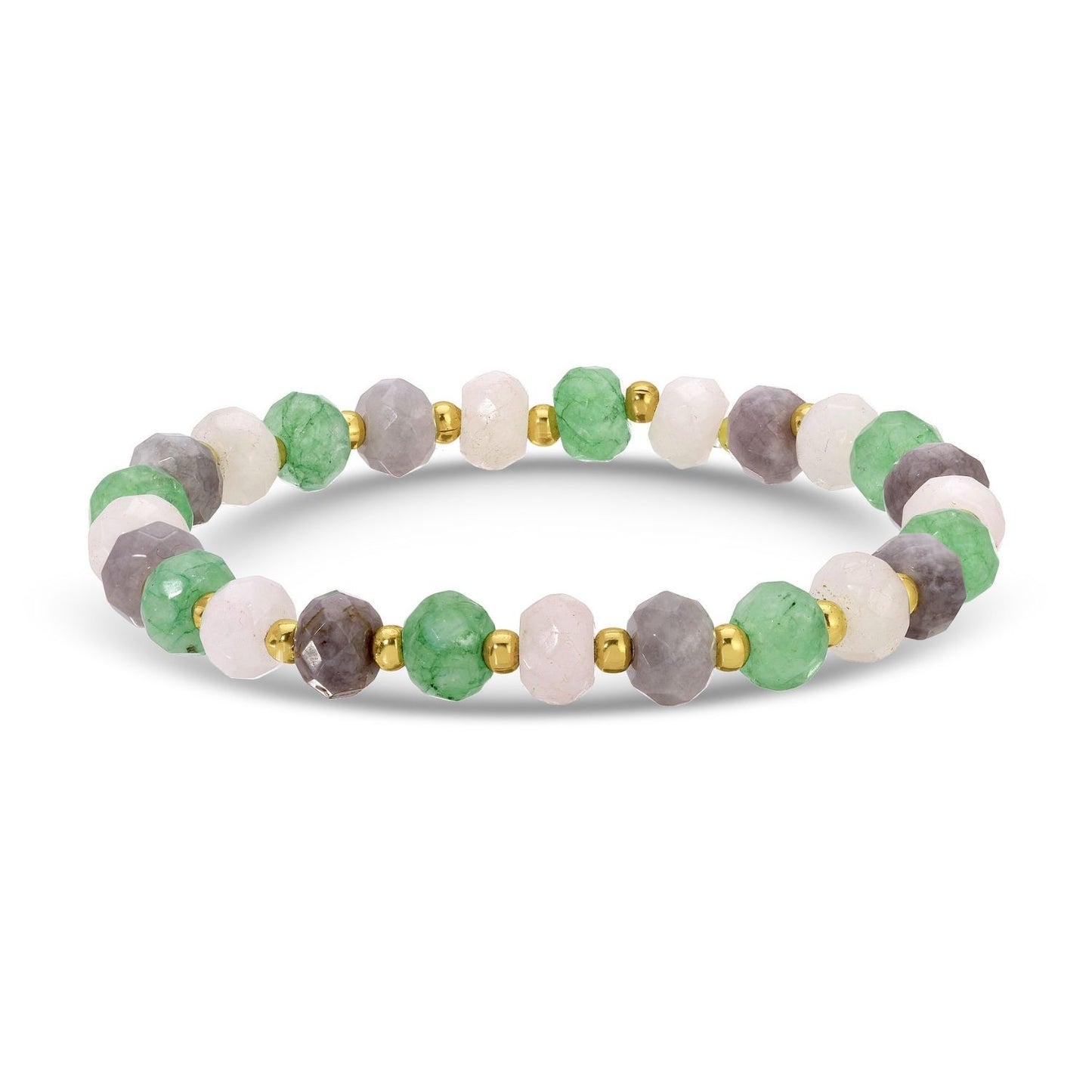Set/8 Large Stone Bracelets with Gold Bead Accents