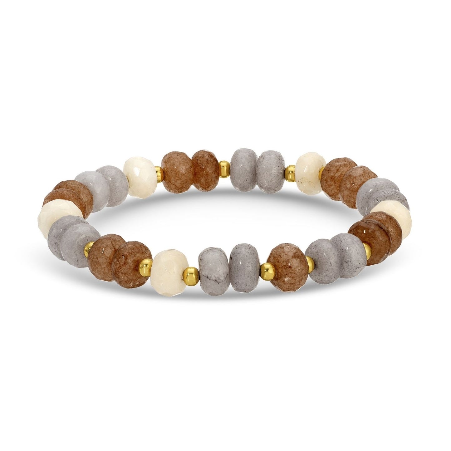 Set/8 Large Stone Bracelets with Gold Bead Accents