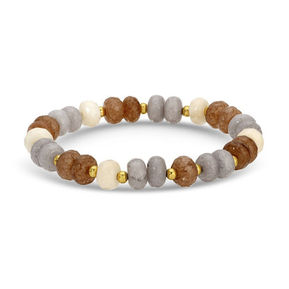 Set/8 Large Stone Bracelets with Gold Bead Accents