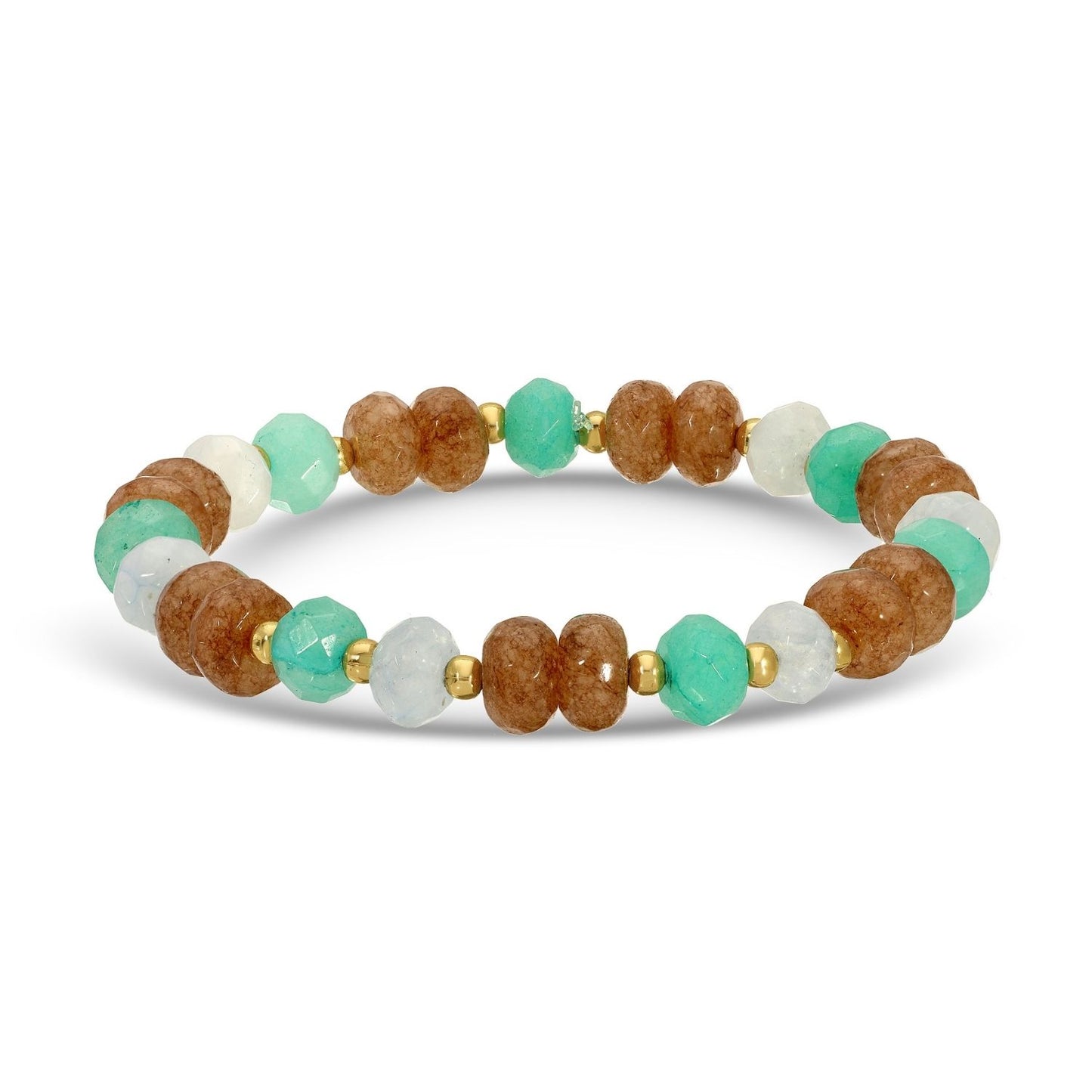 Set/8 Large Stone Bracelets with Gold Bead Accents