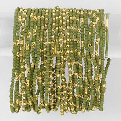 Set/24 Solid Color 2mm Seed Bead Bracelets