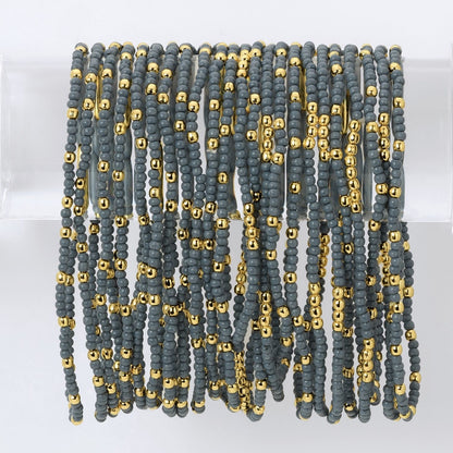 Set/24 Solid Color 2mm Seed Bead Bracelets