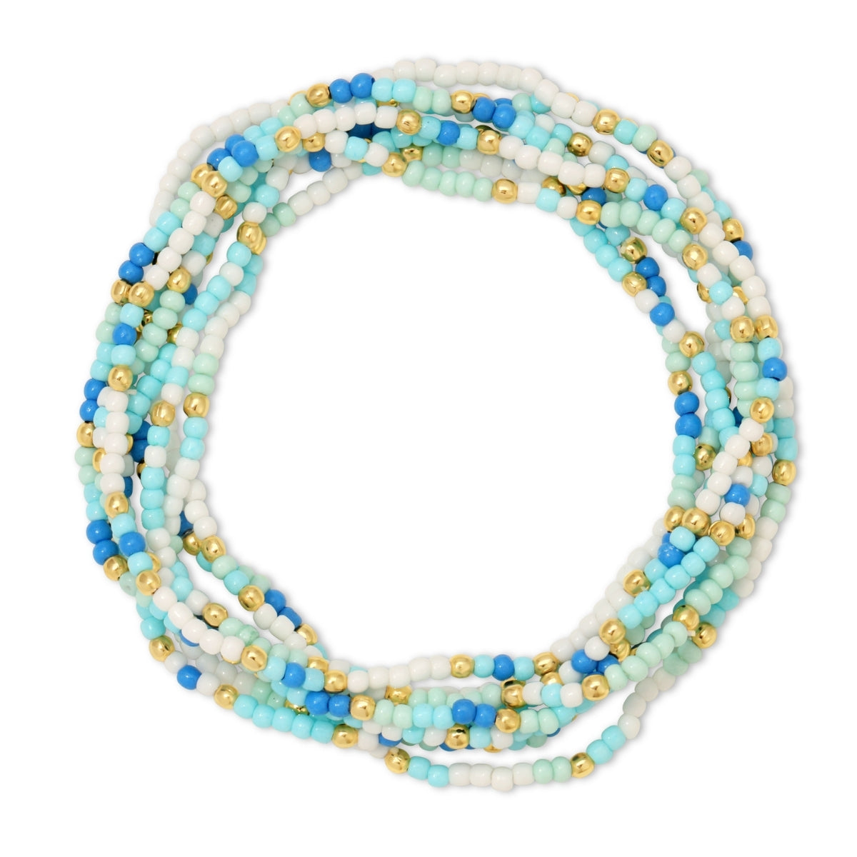 Set/24 Assorted 2mm Stretch Seed Bead Bracelets with Gold Bead Accents