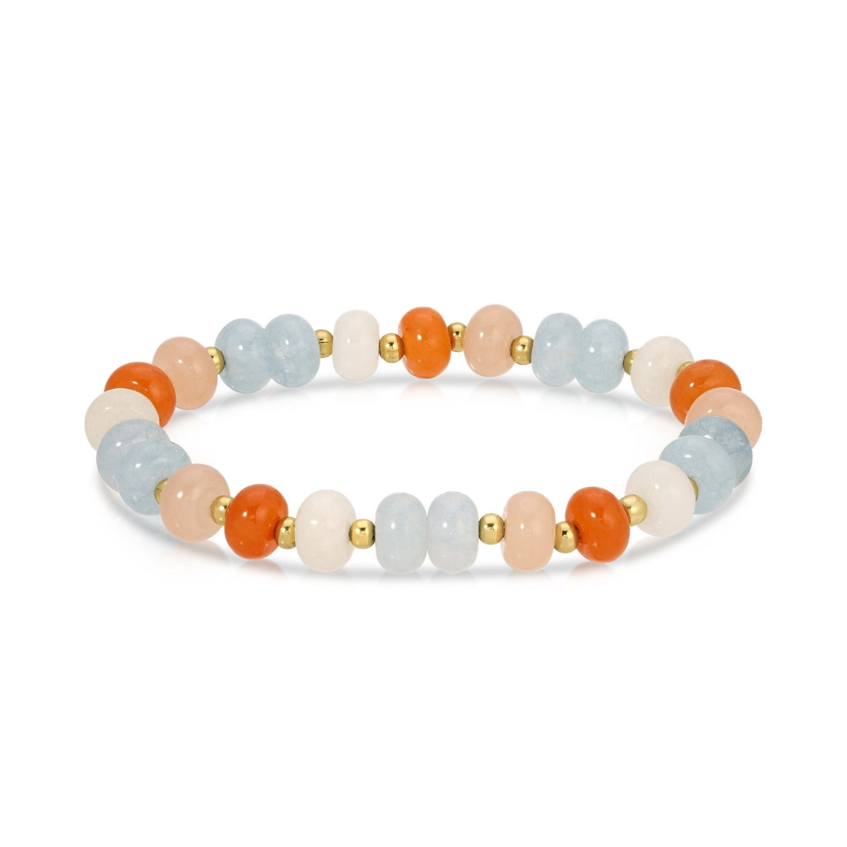 Beaded bracelet with multicolored beads on a white background