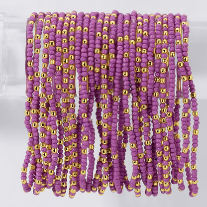 Set/24 Solid Color 2mm Seed Bead Bracelets