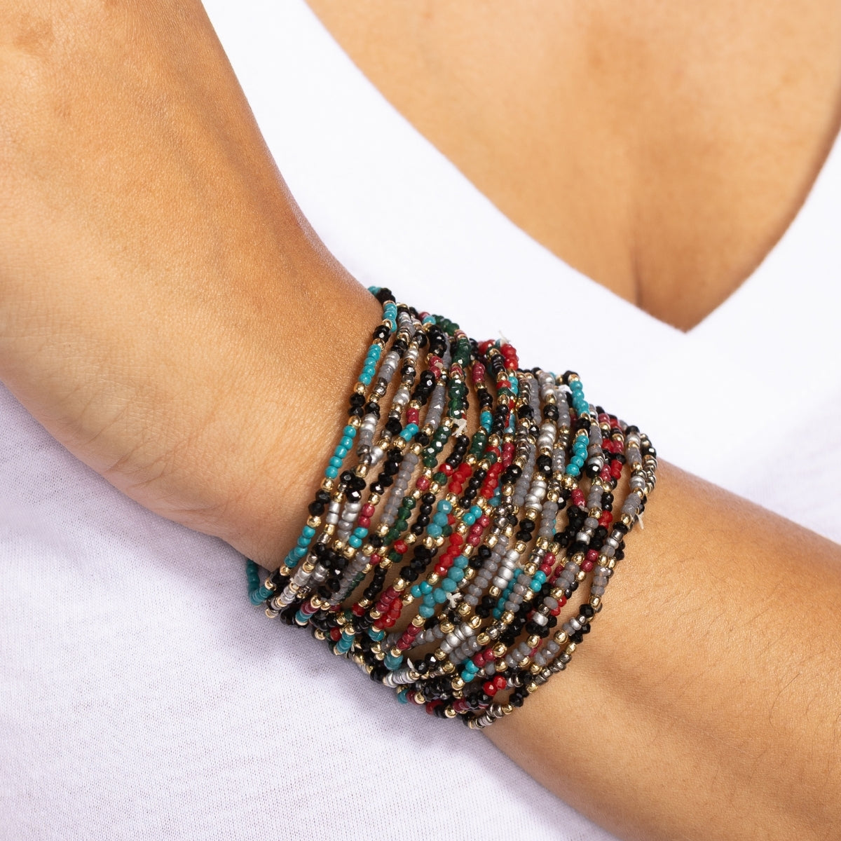 Set/24 Winter Wonderland Assorted 2mm Stretch Seed Bead Bracelets