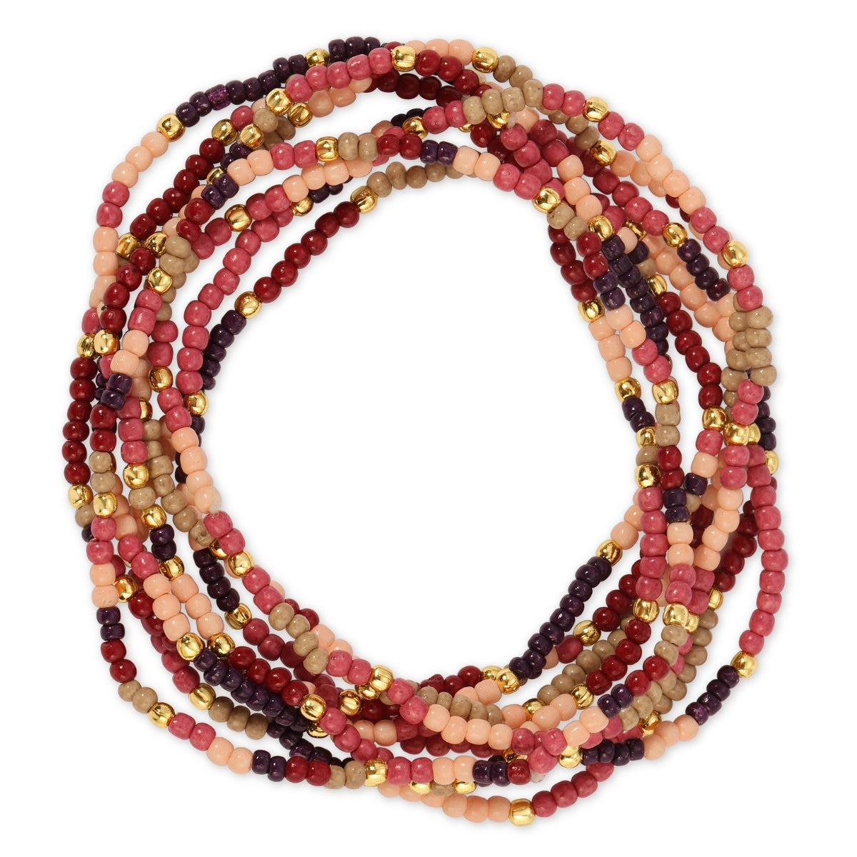 Set/24 Assorted 2mm Stretch Seed Bead Bracelets with Gold Bead Accents