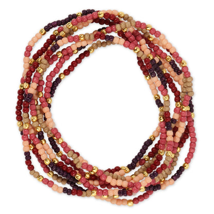 Set/24 Assorted 2mm Stretch Seed Bead Bracelets with Gold Bead Accents