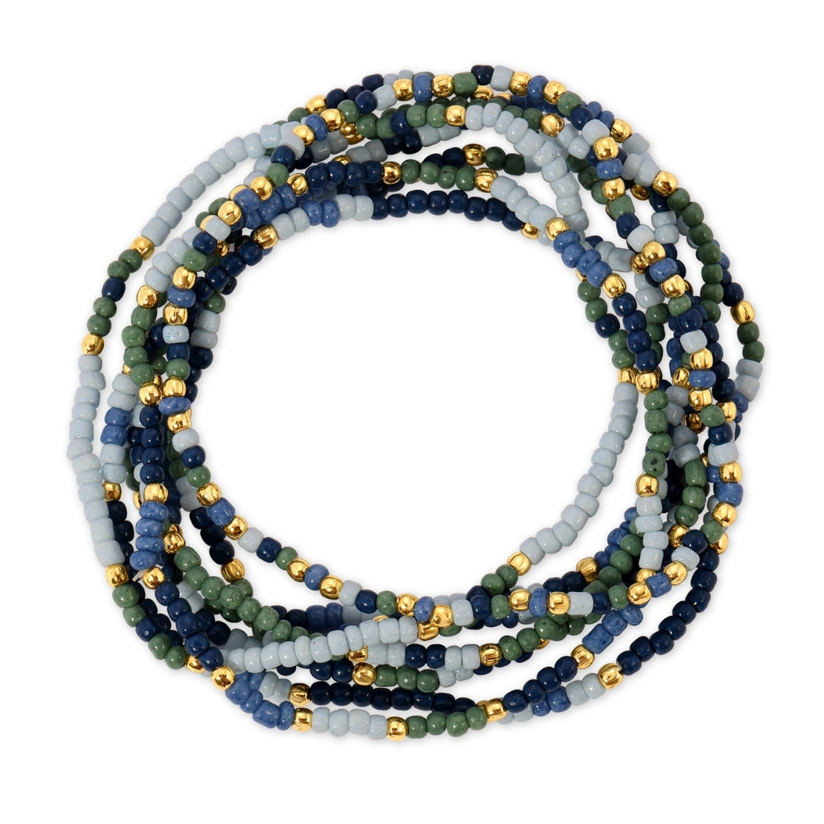 Set/24 Assorted 2mm Stretch Seed Bead Bracelets with Gold Bead Accents