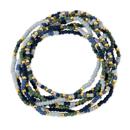 Set/24 Assorted 2mm Stretch Seed Bead Bracelets with Gold Bead Accents