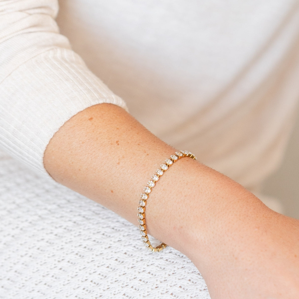 Oval Cubic Zirconia Tennis Bracelet, Water-Resistant