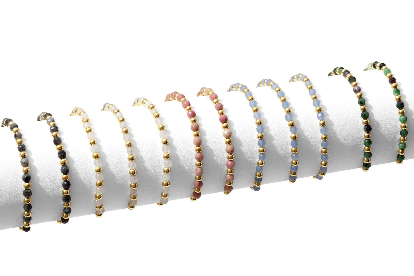 Set/12 Stretch Stone & Bead Bracelets