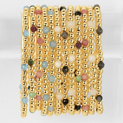 Set/12 Stretch Beaded Bracelets with stone accents