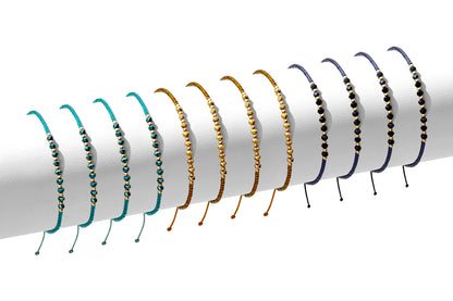 Set/12 Adjustable Glitz Accented Miyuki Bracelets,