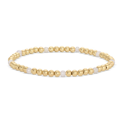 Set/12 4mm Bead & Pearl Stretch Bracelets