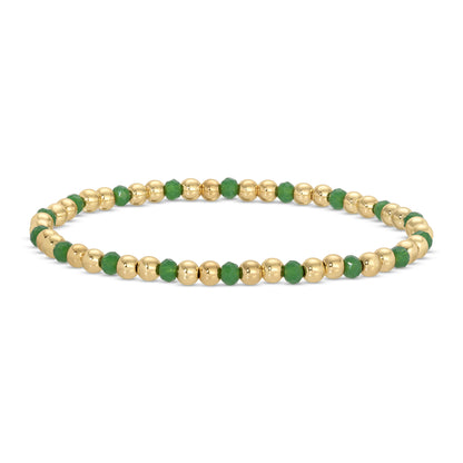 Set/12 4mm Bead & Crystal Stretch Bracelets