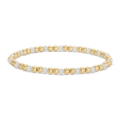 Set/12 4mm Bead & Crystal Stretch Bracelets
