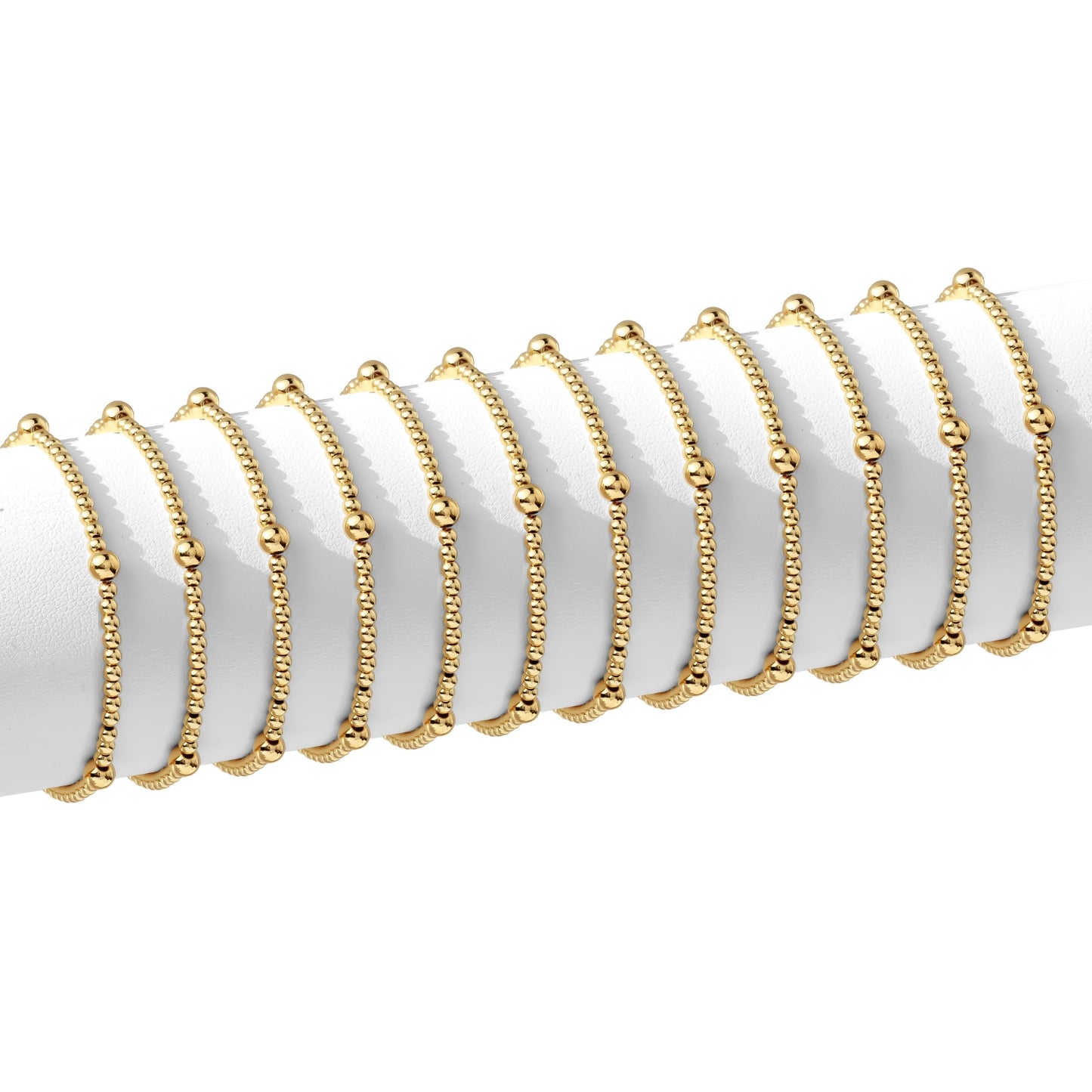 Set/12 3mm Bead with 5mm accent Stretch Bracelets