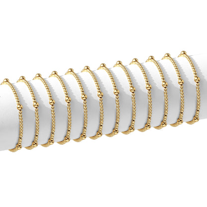 Set/12 3mm Bead with 5mm accent Stretch Bracelets