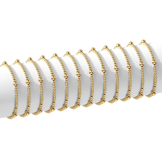 Set/12 3mm Bead with 5mm accent Stretch Bracelets