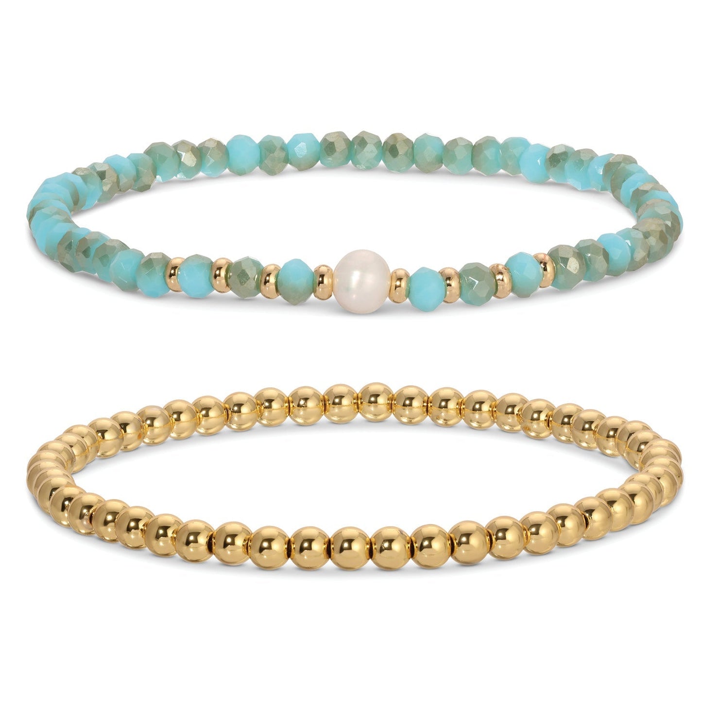 Beaded Duo Pearl Bracelet Set