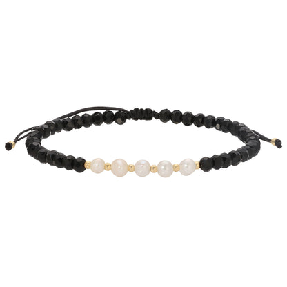 Set/12 Adjustable Crystal and Pearl Bracelets